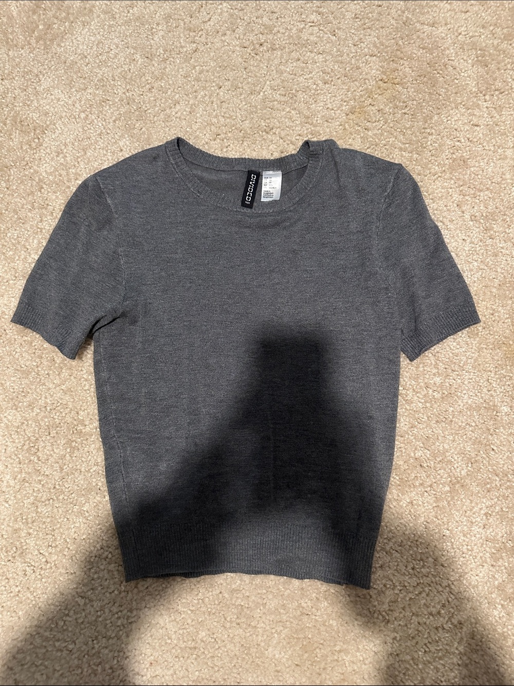 H&M Women's Short Sleeve Crewneck Top - Charcoal Gray